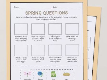 Spring Speech Therapy Worksheets - Vocabulary & Cut and Paste Activities