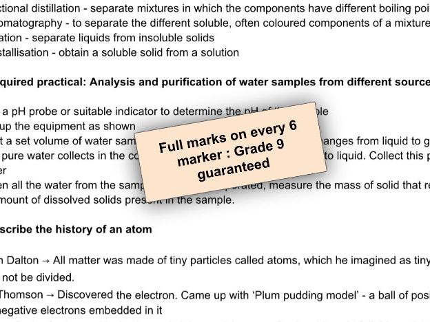 AQA GCSE Chemistry Triple/Combined : Every 6 marker