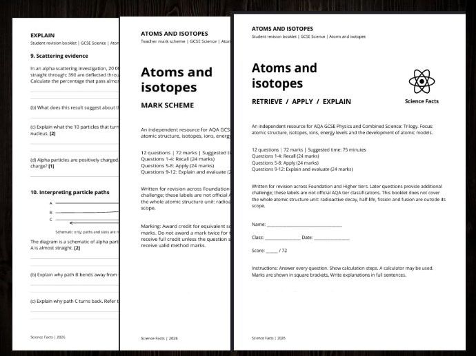 AQA GCSE Physics: Atoms and Isotopes Revision Questions