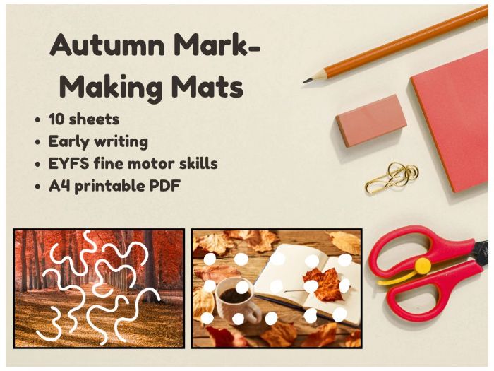 Autumn Mark Making Mats – Set of 10