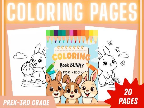 Bunny Coloring Pages for Kids | 20 Printable Rabbit Coloring Sheets | EYFS & KS1