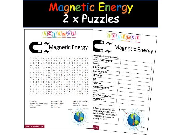 Magnetic Energy Science Activity - Bundle Scramble Word Finder