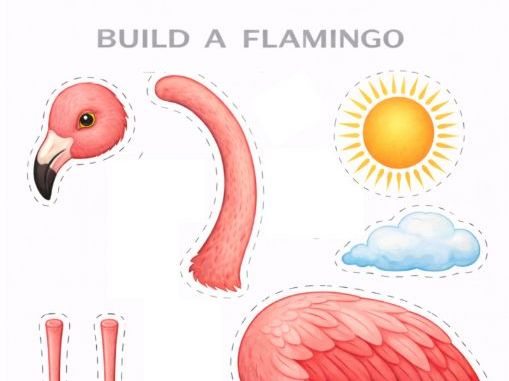 Cut and Paste a Flamingo - Fine Motor Skills