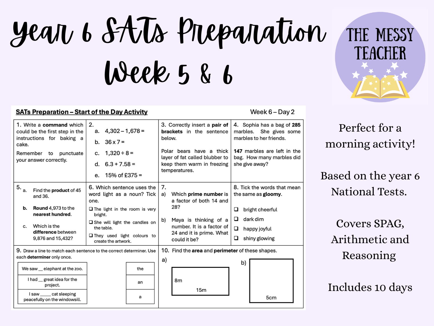 SATS Preparation Morning Activity - SPAG and Arithmetic - WEEK 5 & 6