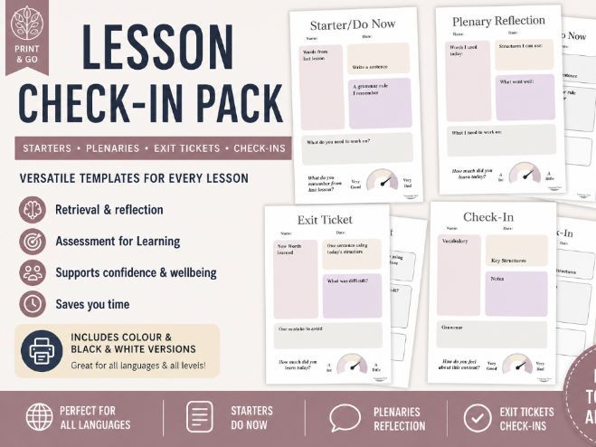 Lesson Check-In Pack: Starters, Plenaries & Exit Tickets (SEL-Friendly)