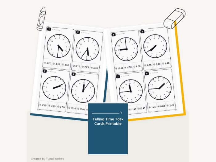 Telling Time Task Cards Printable | 13 pp
