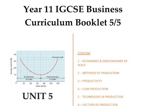 Unit 5 IGCSE Business Curriculum Booklet (Edexcel)