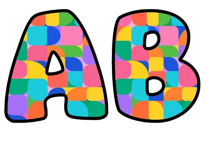Retro Geometric Grid Bubble Letters | Patterned Bulletin Board Letters | Classroom Display Pack