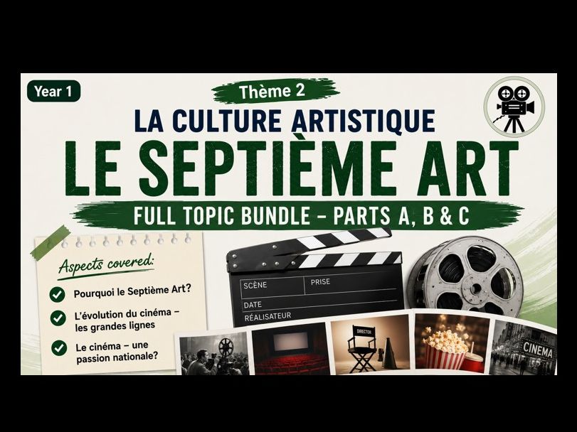 Le Septieme Art/ 7eme Art/ cinema - AS French- FULL TOPIC