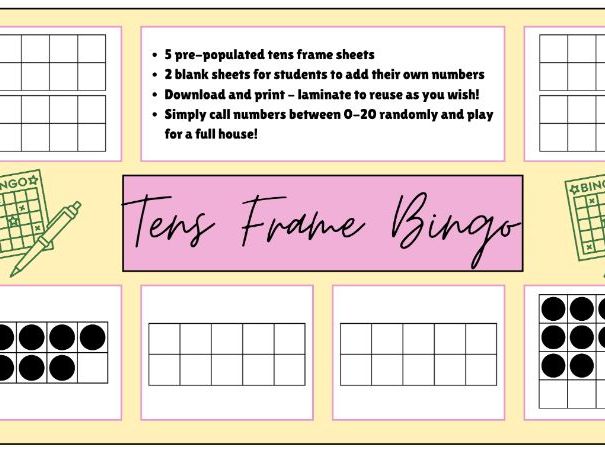 Tens Frame Bingo Downloadable Resource