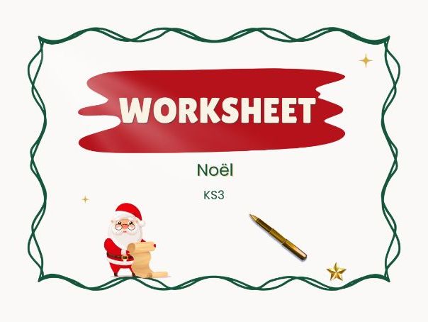 Noël – Christmas vocabulary in French – KS3 worksheet