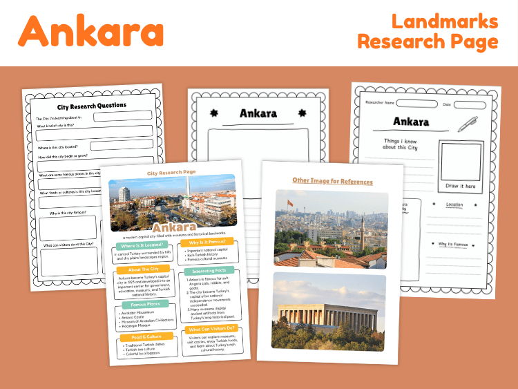 Ankara Landmarks Research Project | City Geography Worksheets