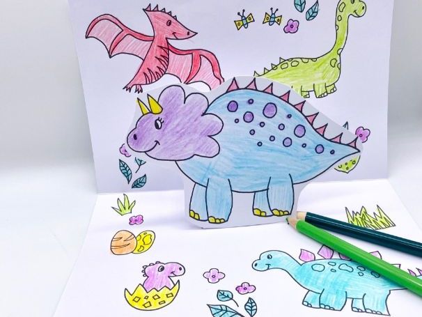 Dinosaur Colour-In Pop Up Card