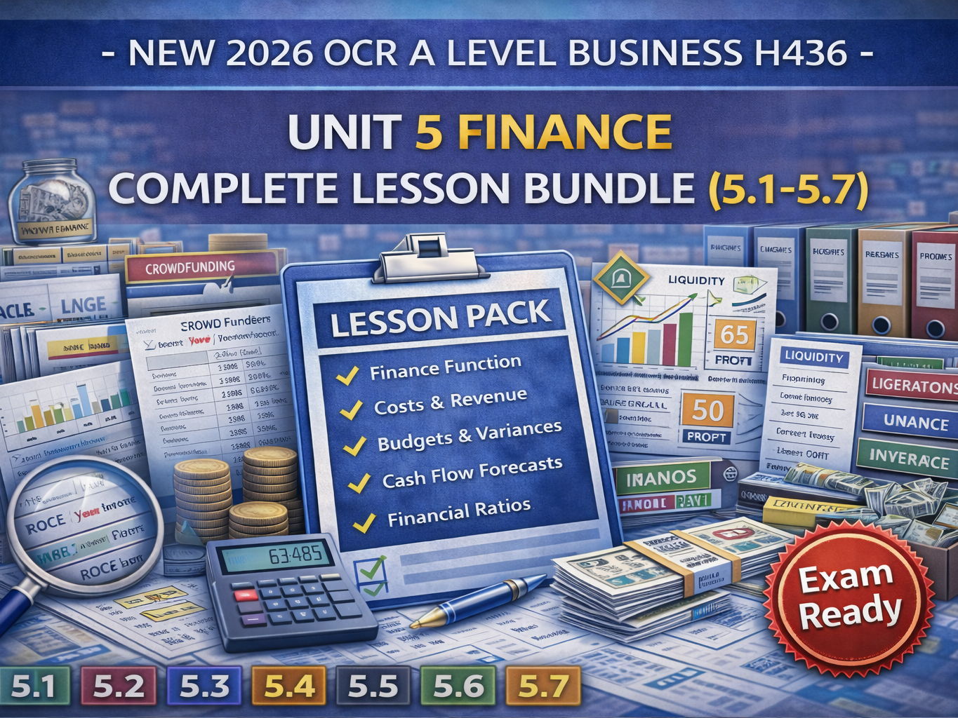 NEW 2026 OCR A Level Business H436 – Unit 5 Finance COMPLETE Lesson Bundle (5.1–5.7)