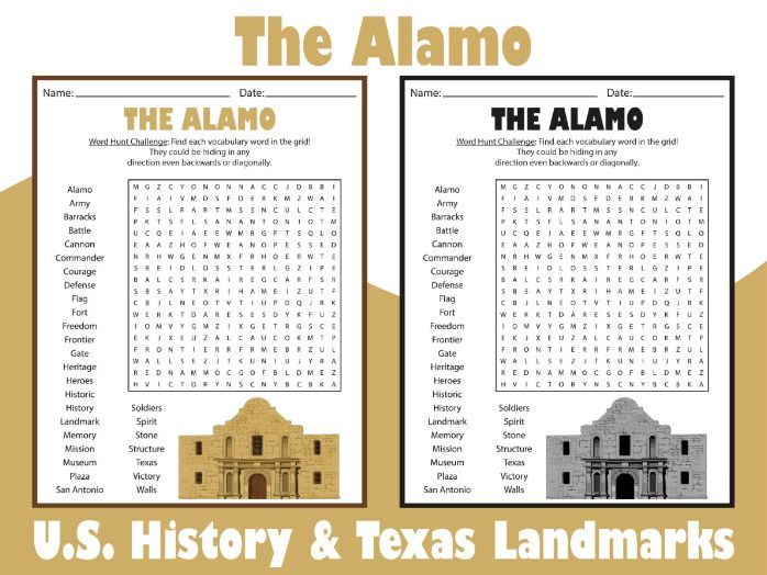 The Alamo Word Search Puzzle | U.S. History & Texas Landmarks Activity