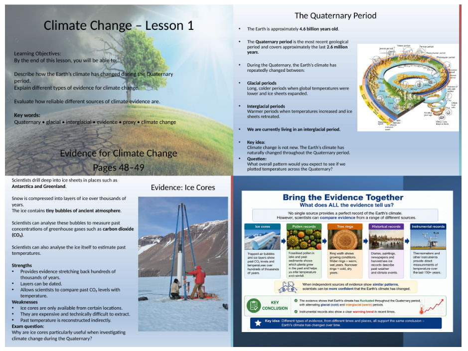 AQA GCSE Geography Evidence of Climate Change