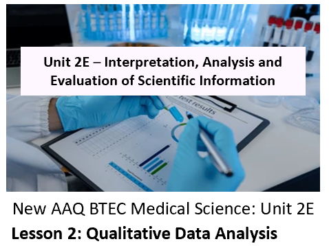 NEW: AAQ BTEC Medical Science Unit 2E Data and Reporting – Lesson 2