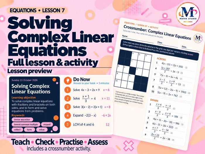 Solving Complex Linear Equations | Lesson & Activity