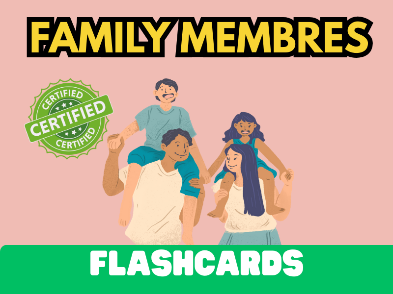 “Certified” Family Members Flashcards (Basic Vocabulary & ESL)