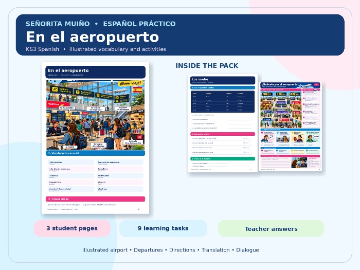 En el aeropuerto - KS3 Spanish Worksheets & Activities
