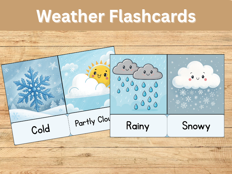 Weather Flashcards – Colorful Vocabulary Cards for EYFS & KS1