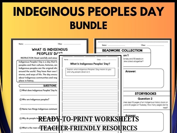 Indigenous Peoples' Day Bundle | Reading Comprehension, Math & Writing | Grades 2–8