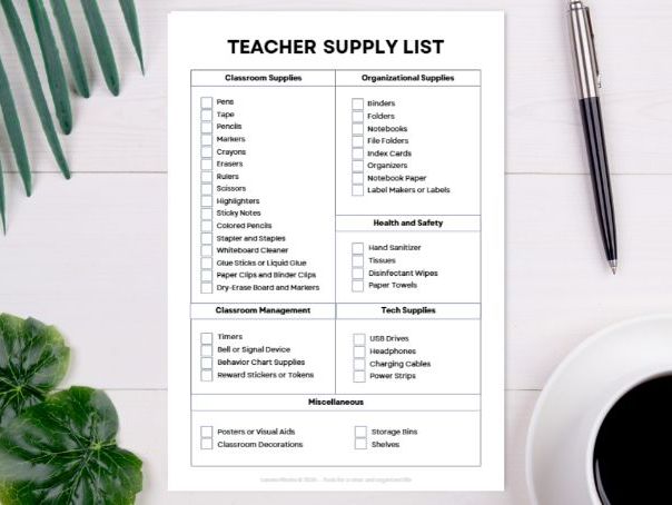 Teacher Supply List Template | Classroom Supplies Checklist | Back to School Printable PDF
