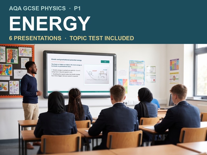 AQA GCSE Physics P1 Energy | 6 Lesson Presentations and Topic Test