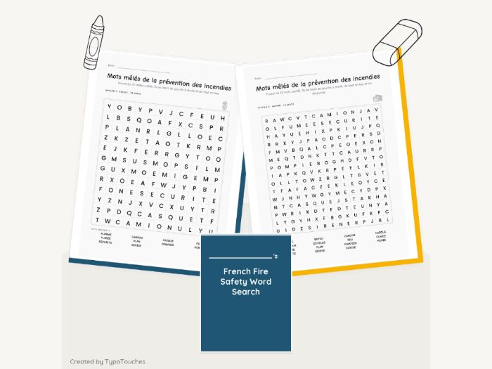 French Fire Safety Word Search | 8 pp