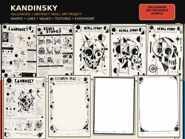 Kandinsky Halloween Skull Art Project | Abstract Art, Ink Drawing & Geometric Shapes