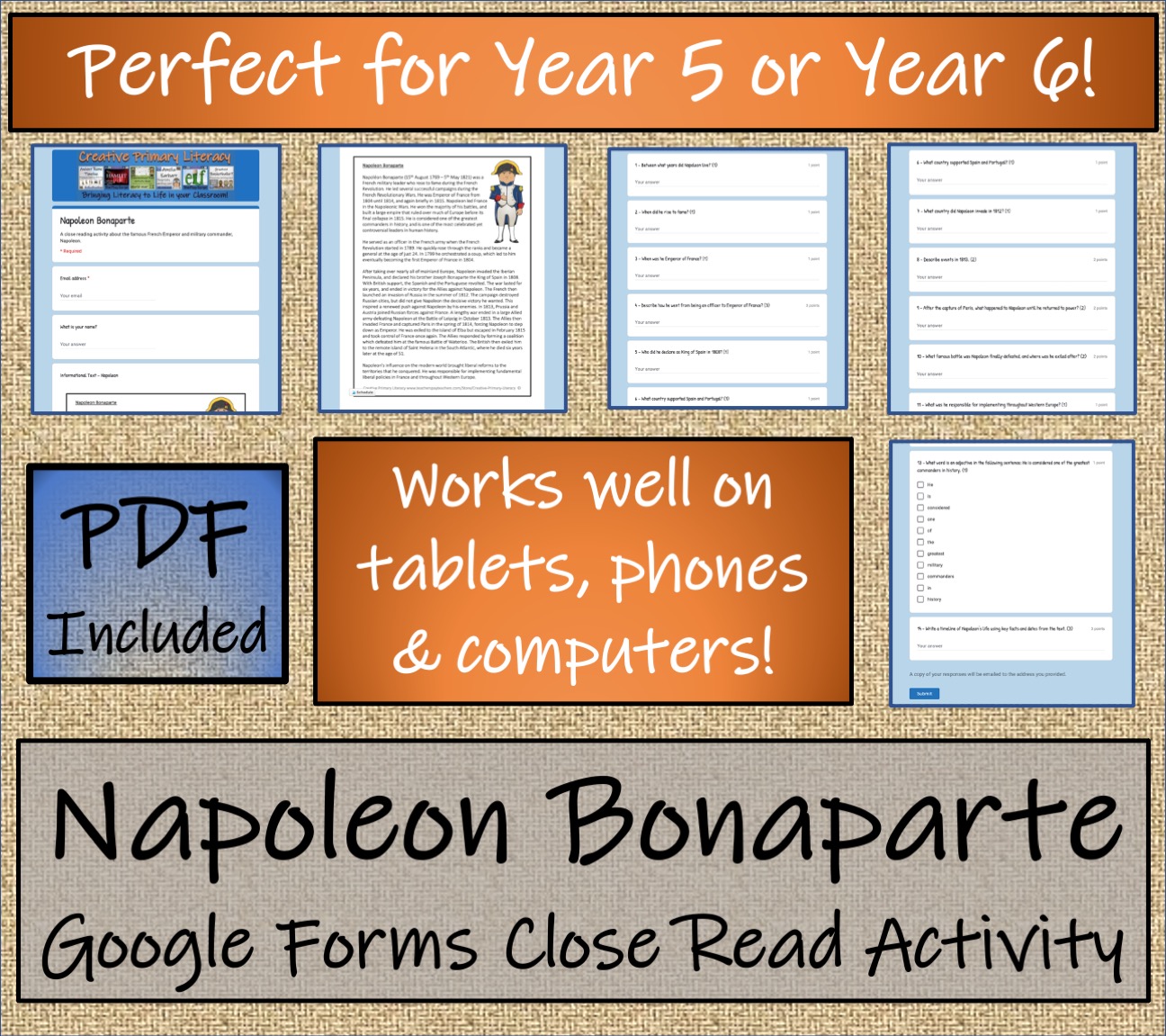 UKS2 Napoleon Bonaparte Reading Comprehension Activity | Digital