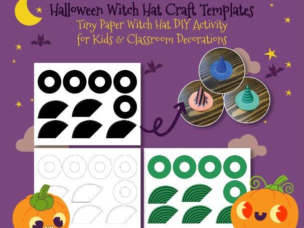 Halloween Witch Hat Craft | Tiny Paper Witch Hat Templates for Kids