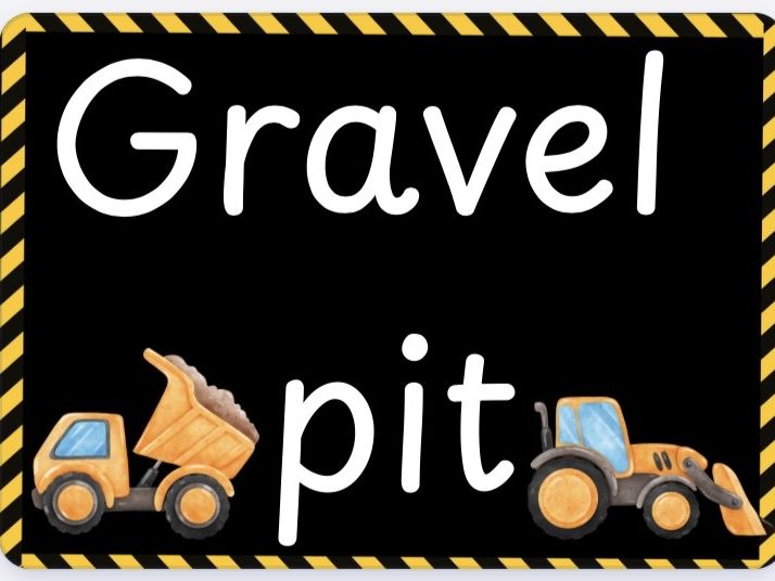 Gravel pit sign and vocabulary