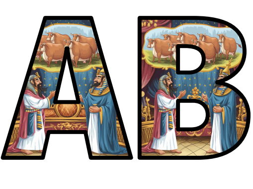 Pharoah Dream seven Fat Cows Eat Skinny Lettering Set Display Title ...