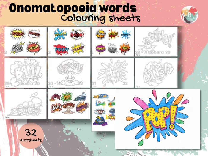 Onomatopoeia Words – Colouring & Typography Activity