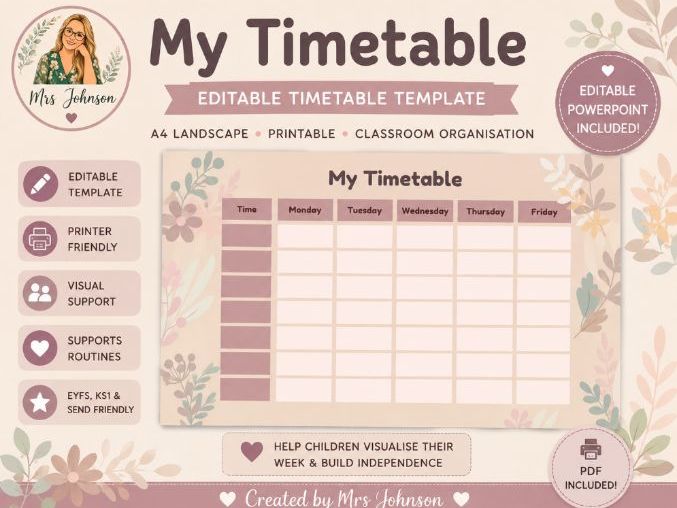 Editable School Timetable Template
