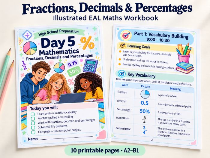 Fractions, Decimals & Percentages Made Simple | EAL Maths Workbook