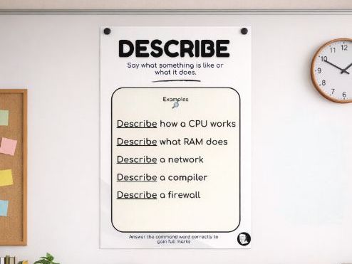 Computer Science Command Words Poster (Free) | GCSE Exam Skills | KS3 KS4 Classroom Display