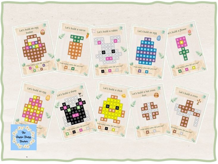 Multilink/Snap Cube Challenge Cards - Easter (Natural Theme)