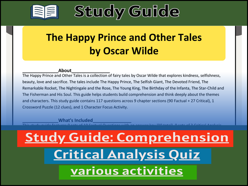 Study Guide for :The Happy Prince and Other Tales  & Comprehension Test