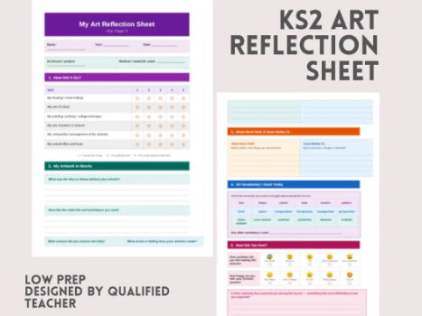 KS2 Art Reflection Sheet | Primary Art Self Assessment