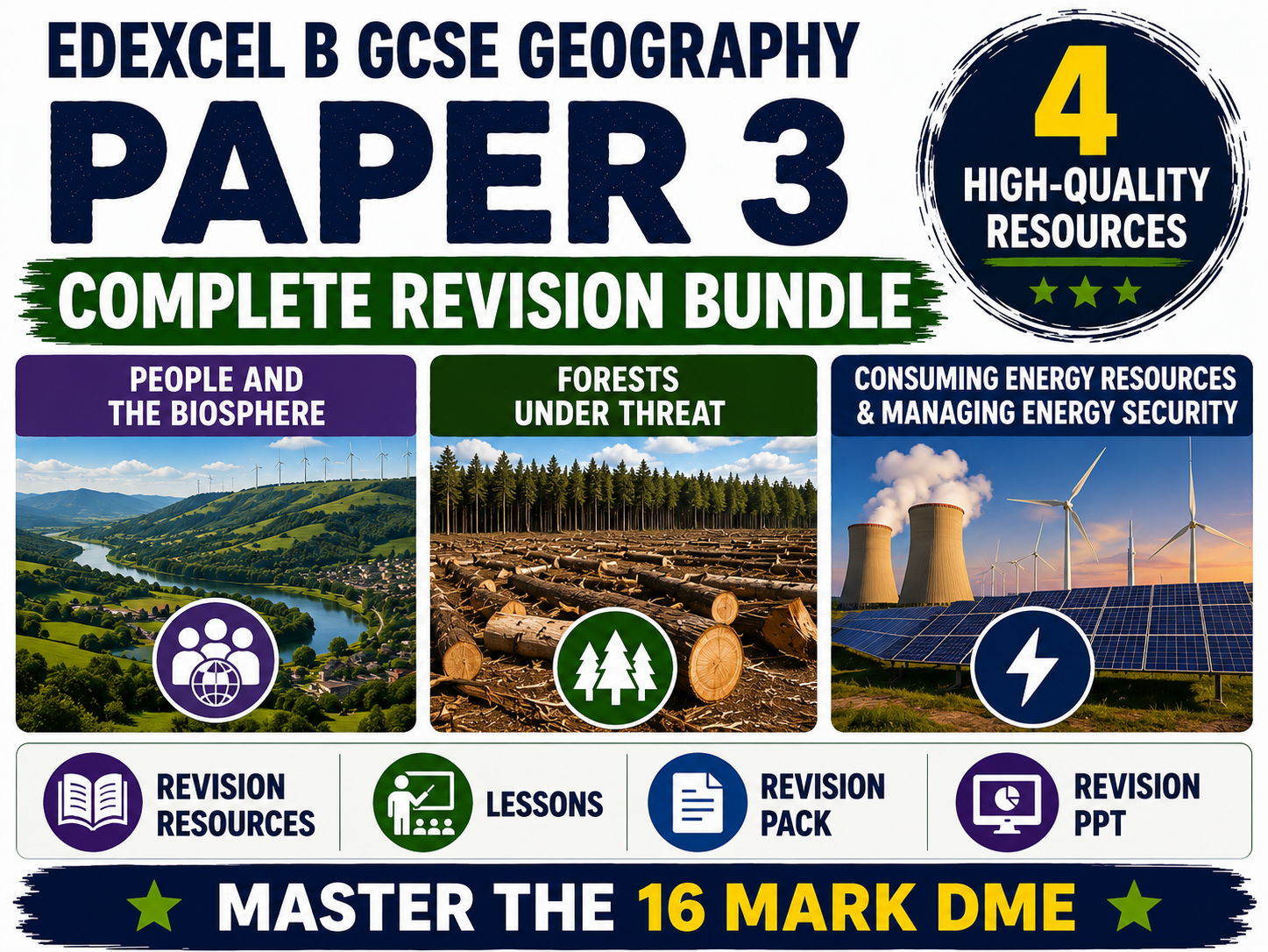 Edexcel B GCSE Geography Paper 3 Complete Revision Bundle