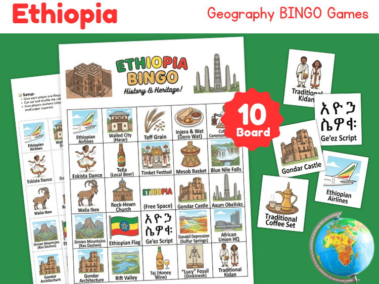 Ethiopia Geography Bingo | Country Study & Culture Game
