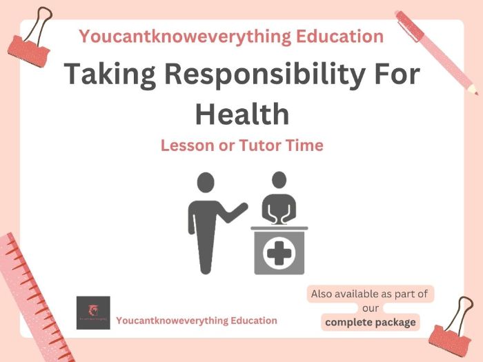 Taking Responsibility For Our Health PSHE Lesson