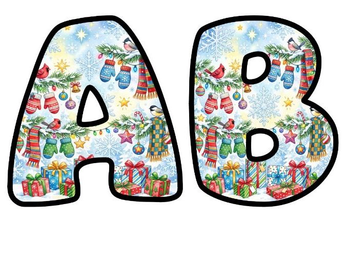 Winter Mittens Snow Bubble Letters | Seasonal Bulletin Board Letters | Classroom Display Pack