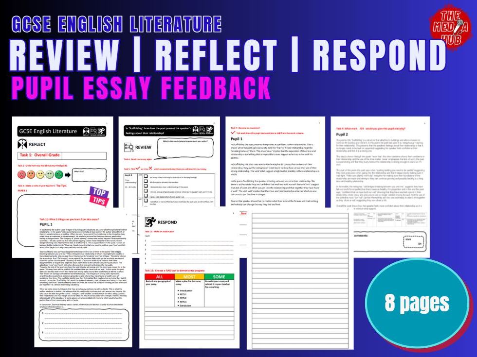 GCSE Poetry Exam Essay Feedback | Review Reflect Respond | English Literature | AQA | Mocks