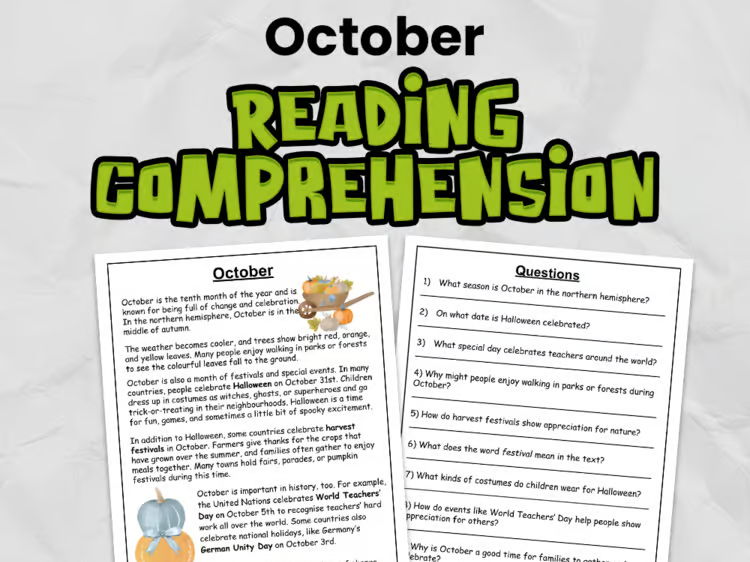 October Reading Comprehension for KS2 | Guided Reading Task