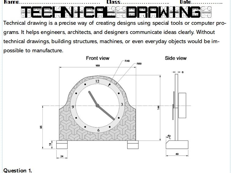 Working drawing for KS3 Clocks