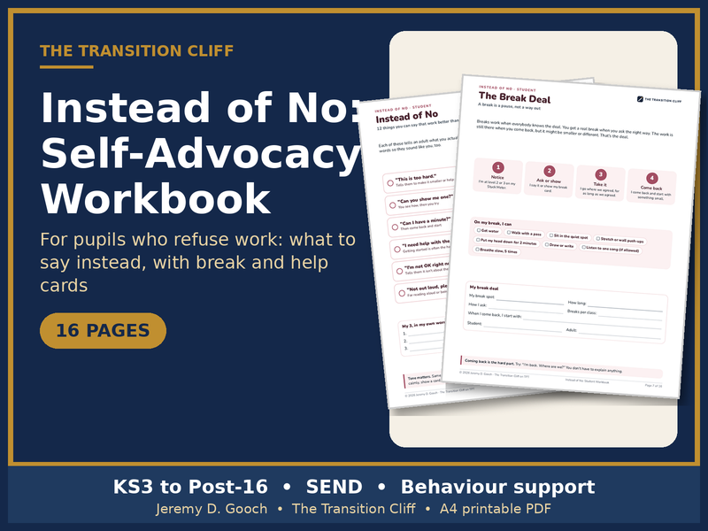 Instead of No: Self-Advocacy Workbook for Pupils Who Refuse Work (SEND)