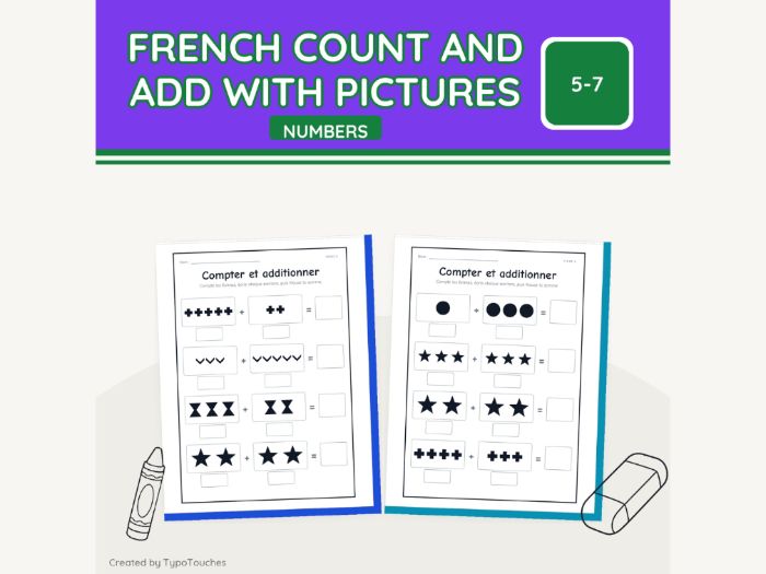 French Count and Add with Pictures | 23 pp